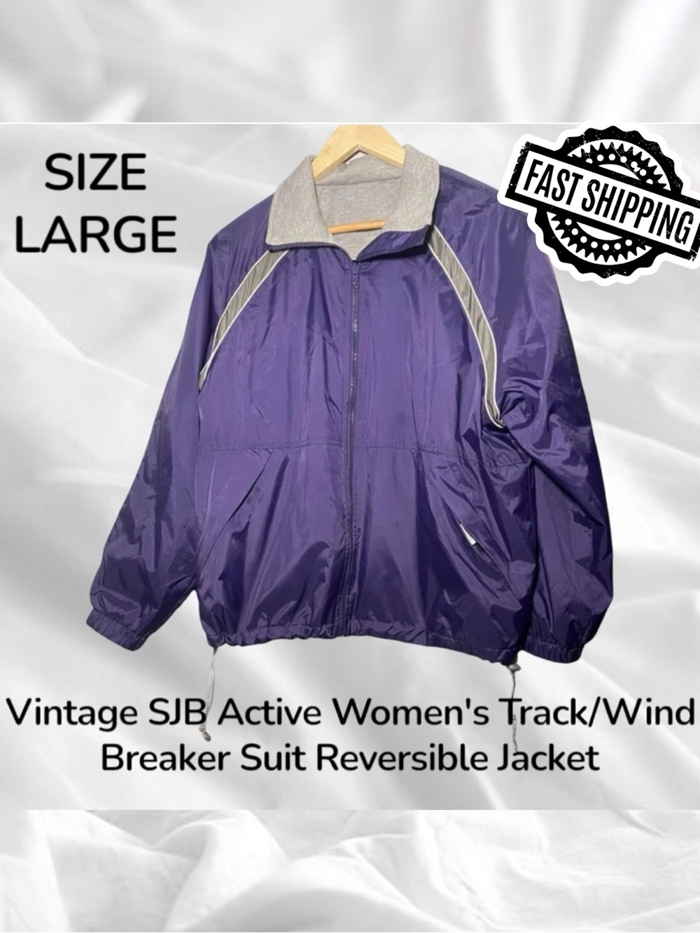 Vintage SJB Active Women's Track/Wind Breaker Suit Size Large Reversible Jacket